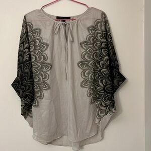 BCBGMAXAZRIA Fiona Drapey Printed Keyhole Blouse
